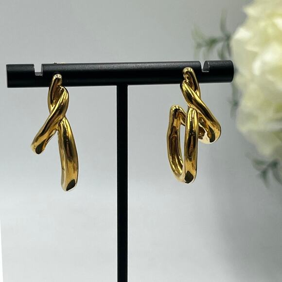 Missoma 18k Recycled Gold Plated Double Molten Abstract Sculptural Twist Earring - Picture 1 of 11